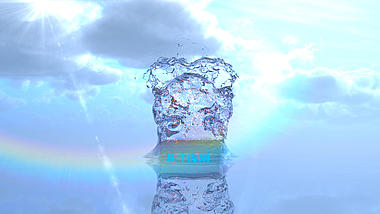 水元素水花溅起logo动画视频AE模板视频的预览图
