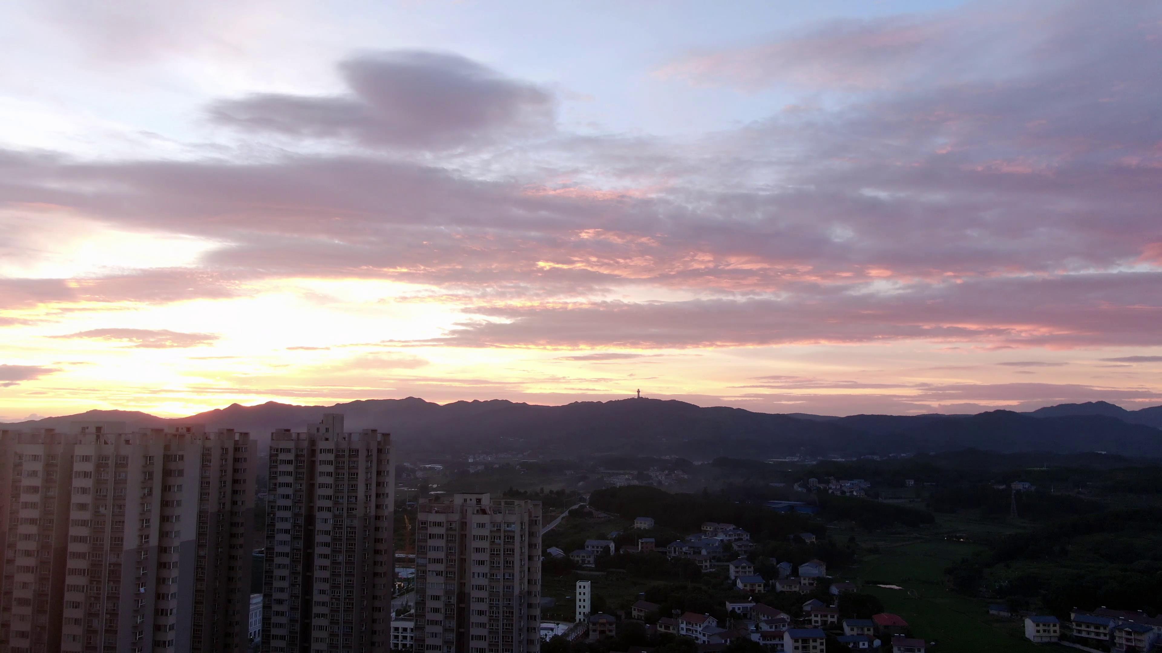 4K实拍高楼升格日落晚霞空镜视频视频的预览图