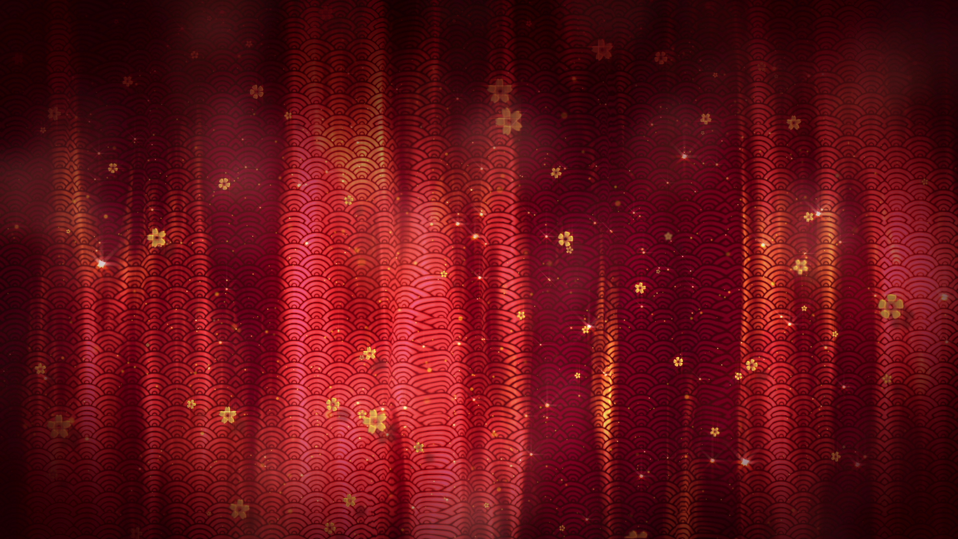 中国风金色梅花花朵飘落红色祥云动态背景幕布视频视频的预览图