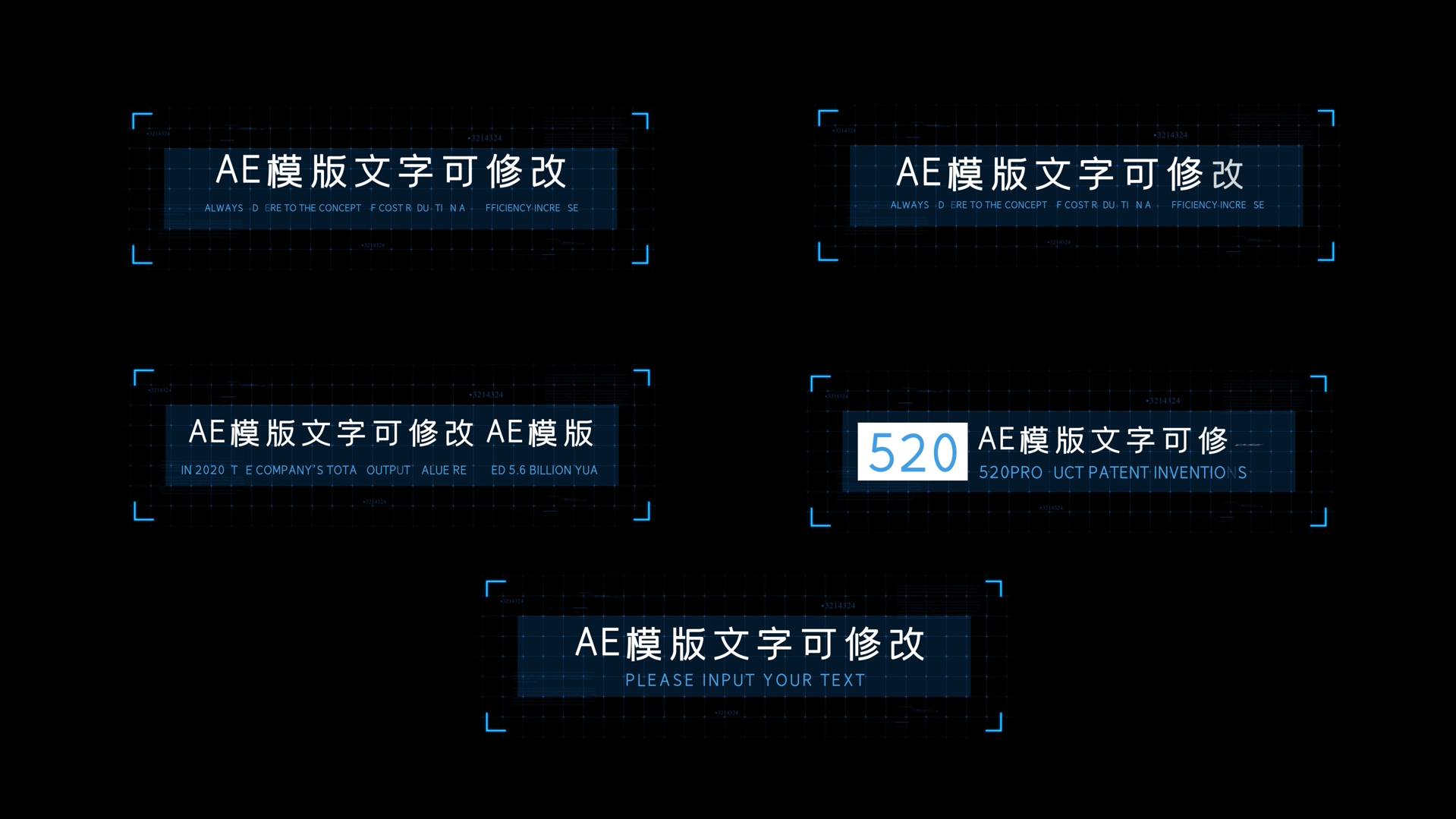 蓝色科技感动态字幕条人名条带通道AE模板视频的预览图