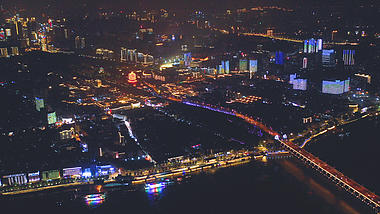 4K武汉城市夜景航拍黄鹤楼大气实拍视频视频的预览图