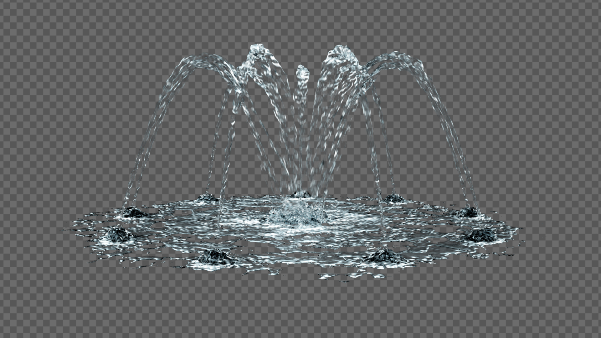 喷泉水水柱无限循环动画透明通道视频的预览图
