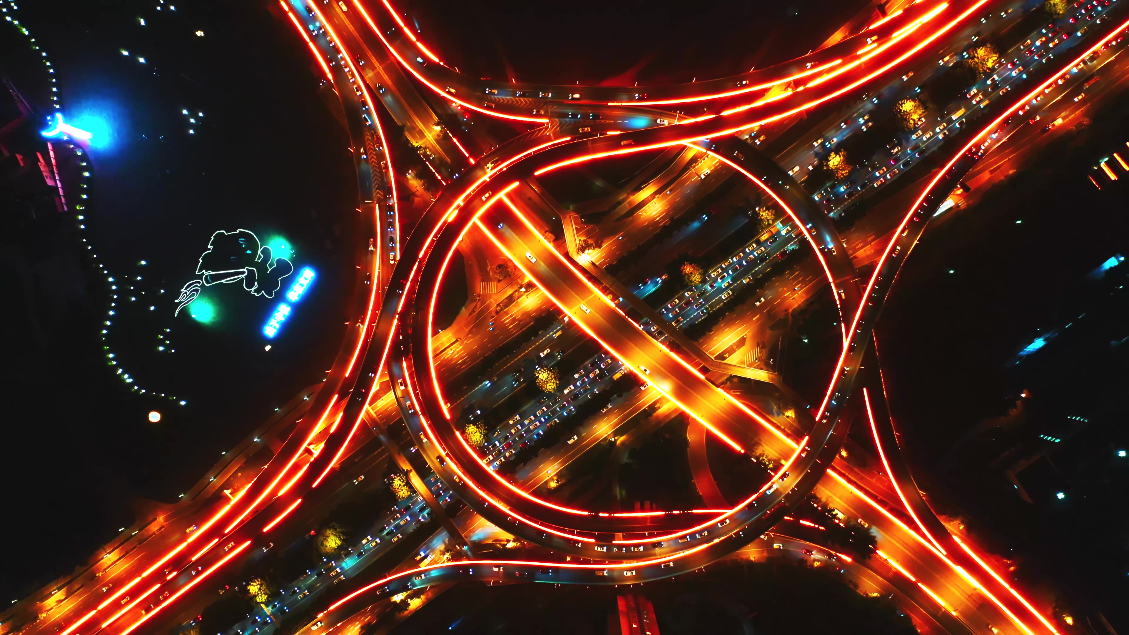 4K实拍城市夜晚的立交桥视频素材视频的预览图