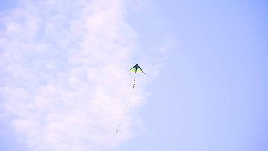 4K实拍蓝天白云下飞扬的风筝视频的预览图