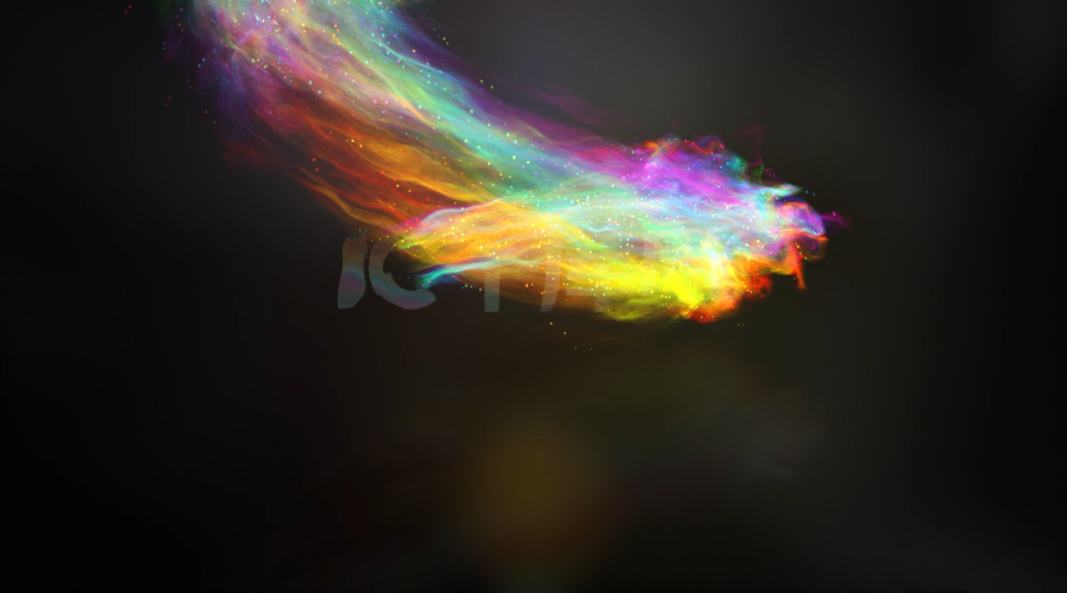 彩色粒子拖尾彩虹光束揭示出logo片头ae模板视频的预览图