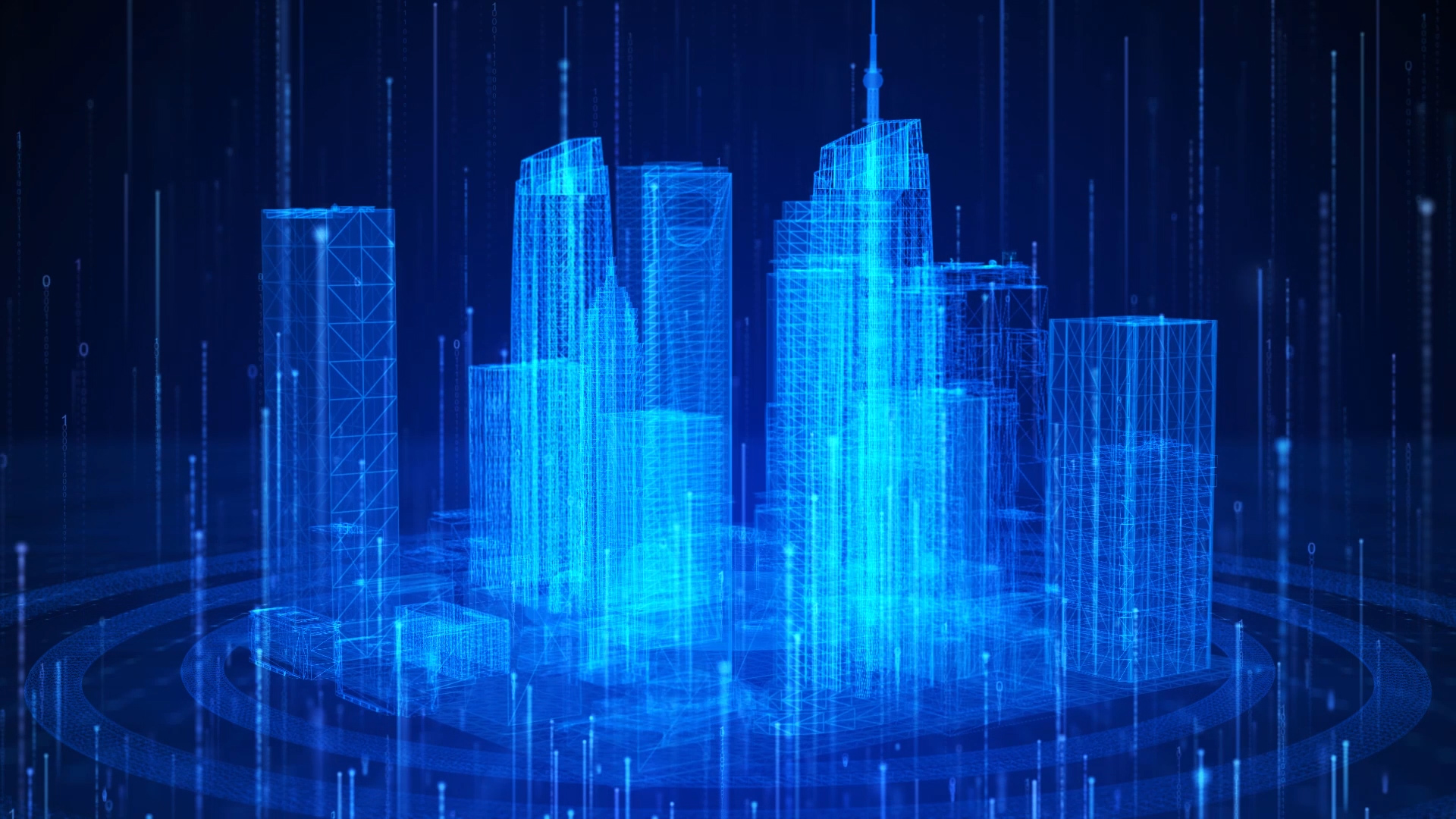蓝色科技粒子城市展示合成视频视频的预览图