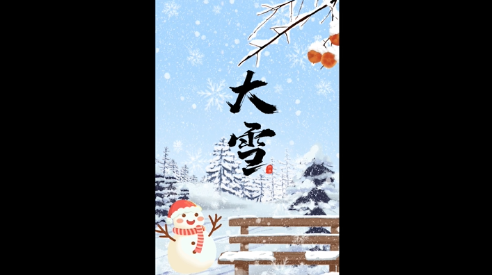 卡通文艺传统节气大雪竖屏ae视频模板视频的预览图