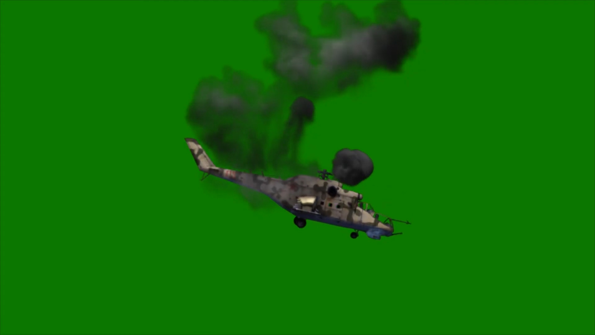 击落的战斗机着火掉落抠像素材视频的预览图