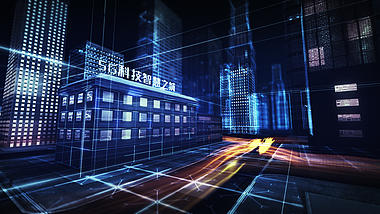 科技三维全息城市穿梭片头视频AE模板视频的预览图