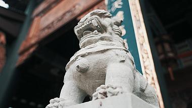 4k庄严寺庙石狮子空镜素材视频的预览图
