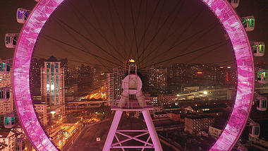 上海城市夜景静安大悦城摩天轮视频的预览图