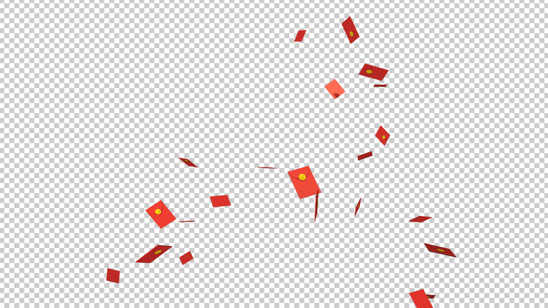 新年节日促销红包雨透明通道视频的预览图