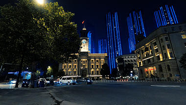 4k武汉江汉关夜景城市灯光秀延时摄影视频的预览图