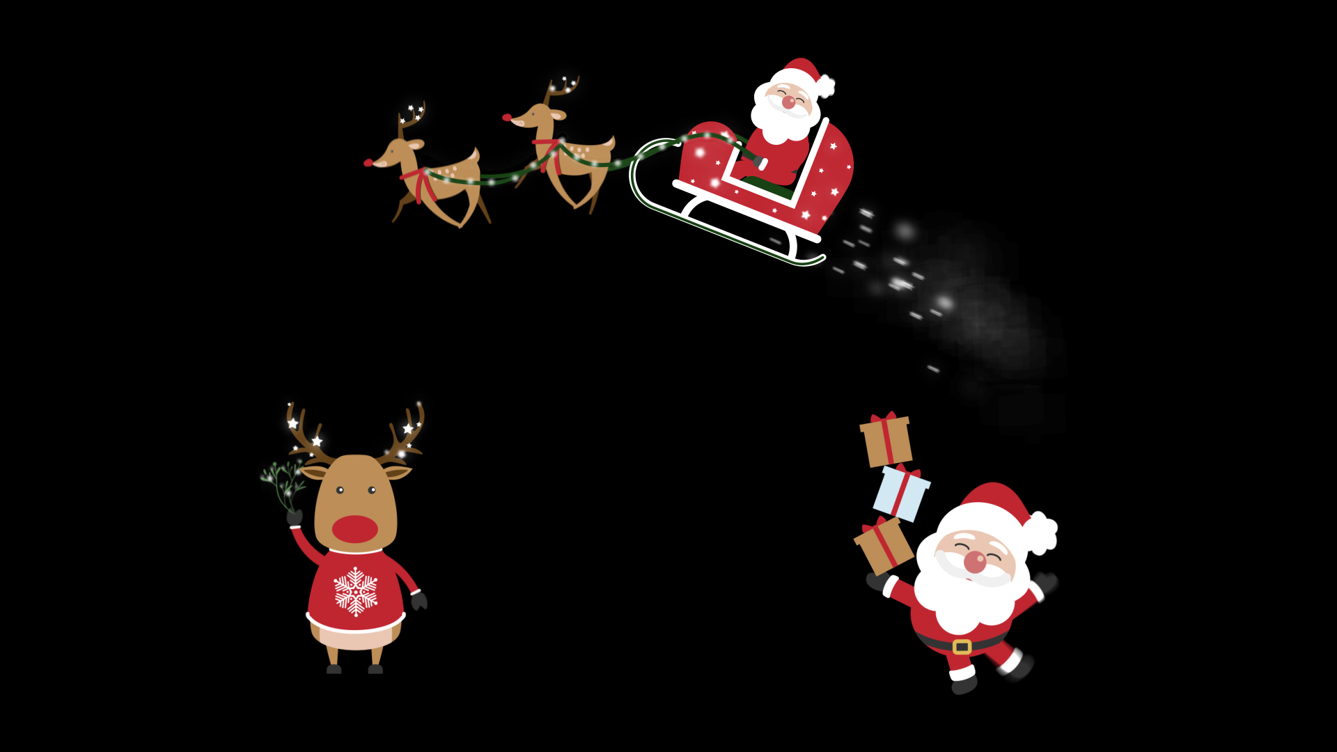 圣诞老人圣诞鹿装饰元素视频ae模板视频的预览图