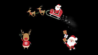圣诞老人圣诞鹿装饰元素视频ae模板视频的预览图