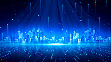 科技城市蓝色粒子背景视频视频的预览图