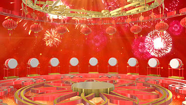 喜庆中国风烟花春节庆典背景视频ae模板视频的预览图