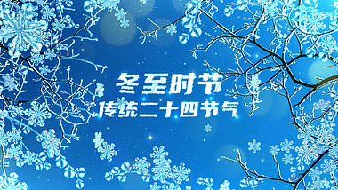 蓝色雪花冬至节气视频ae模板视频的预览图