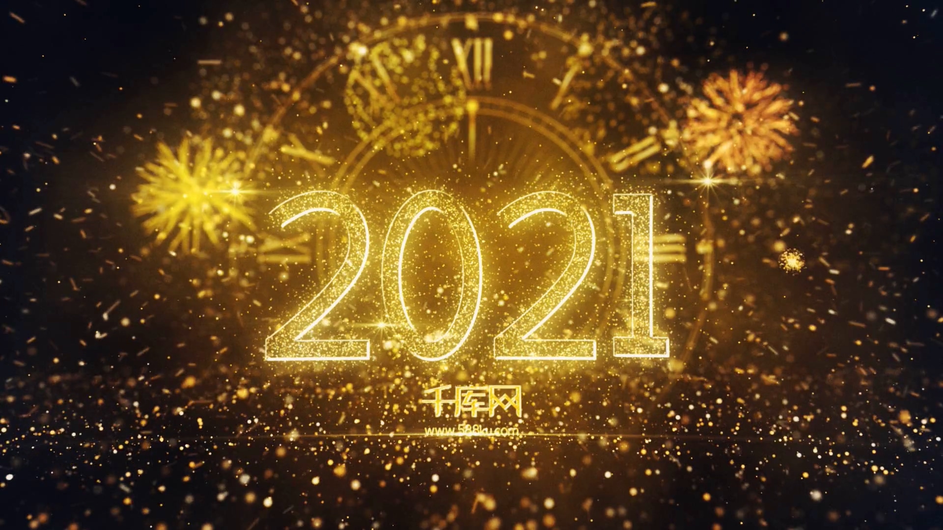 视频金色60秒新年跨年倒计时AE模板视频的预览图