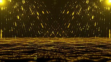 原创金色粒子光帘漂浮粒子年会背景元素金色视频的预览图