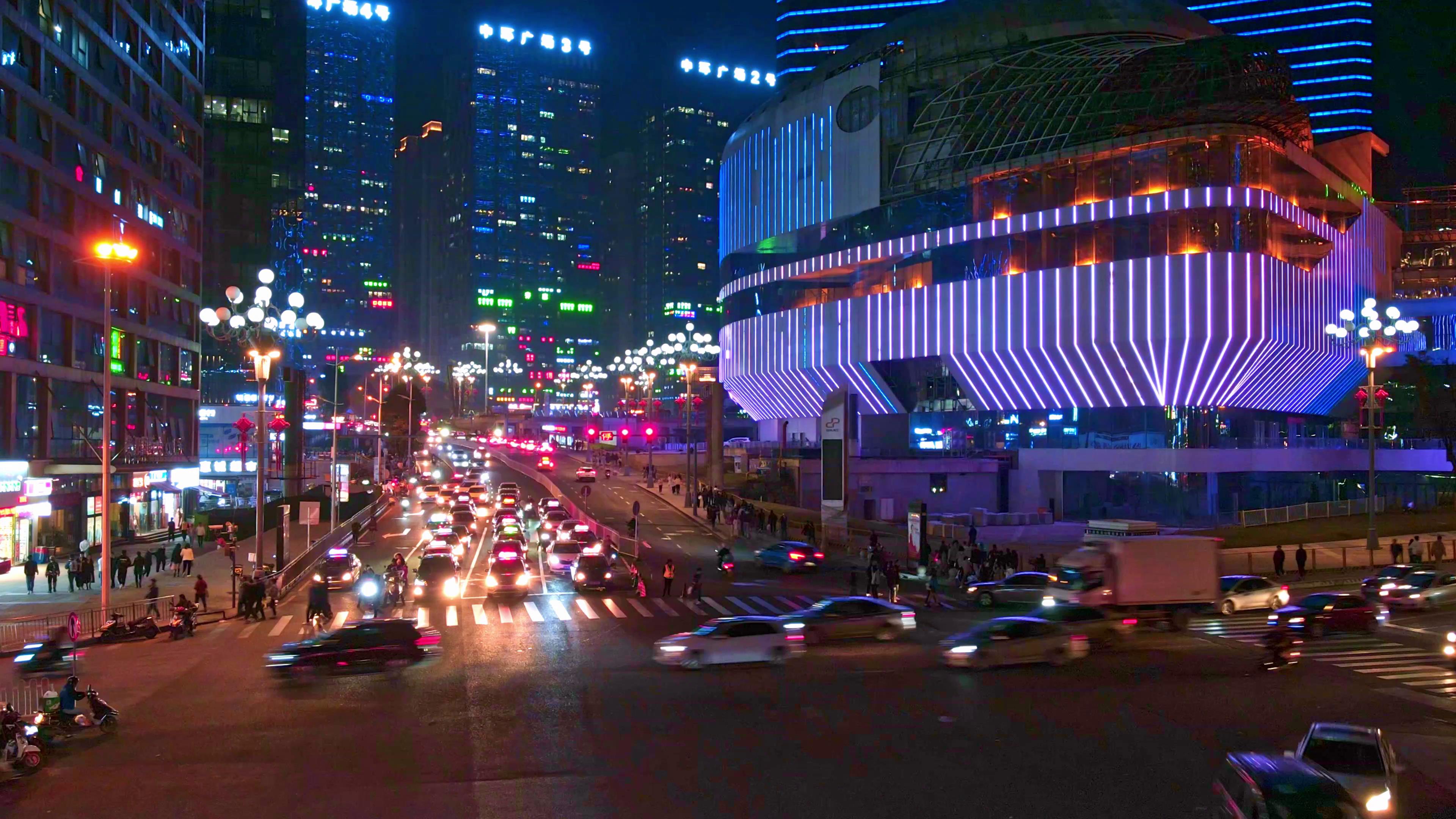 贵阳花果园城市交通夜景延时摄影视频的预览图