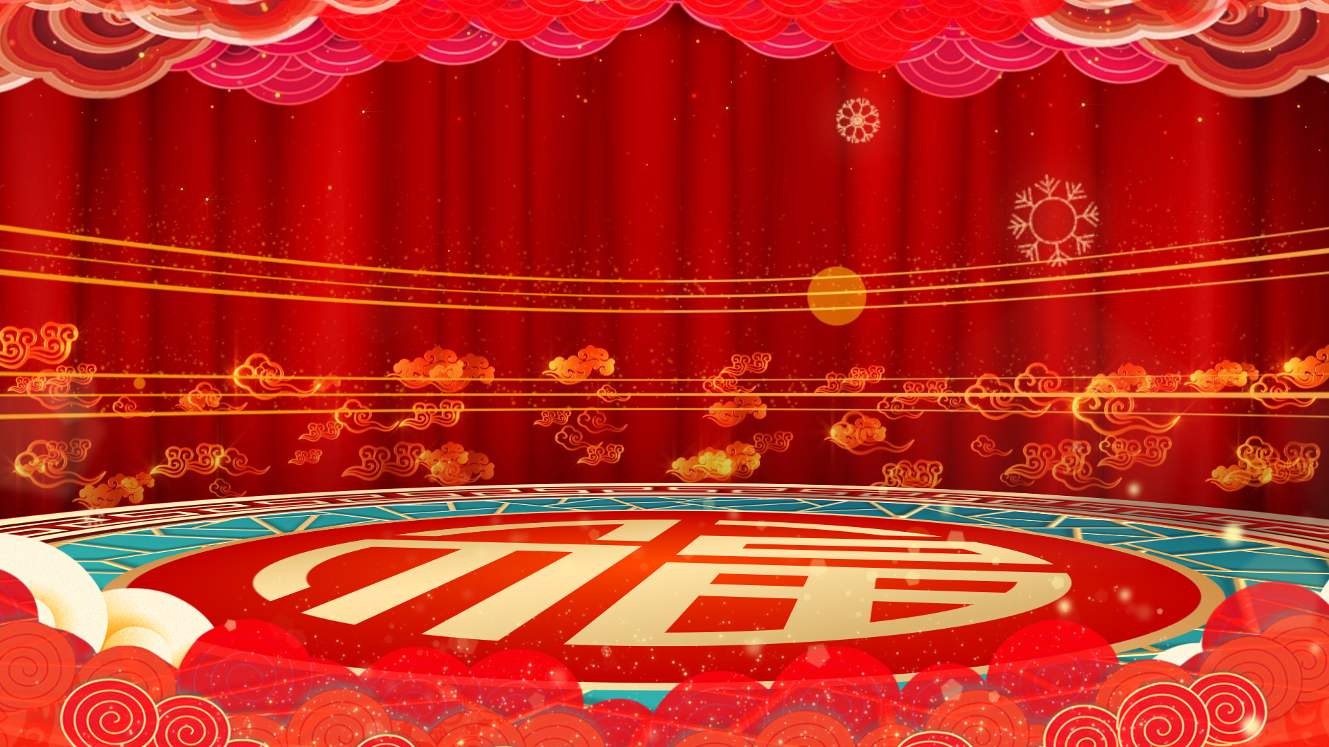 三维红色喜庆春节背景视频ae模板过年背景视频的预览图