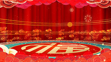 三维红色喜庆春节背景视频ae模板过年背景视频的预览图