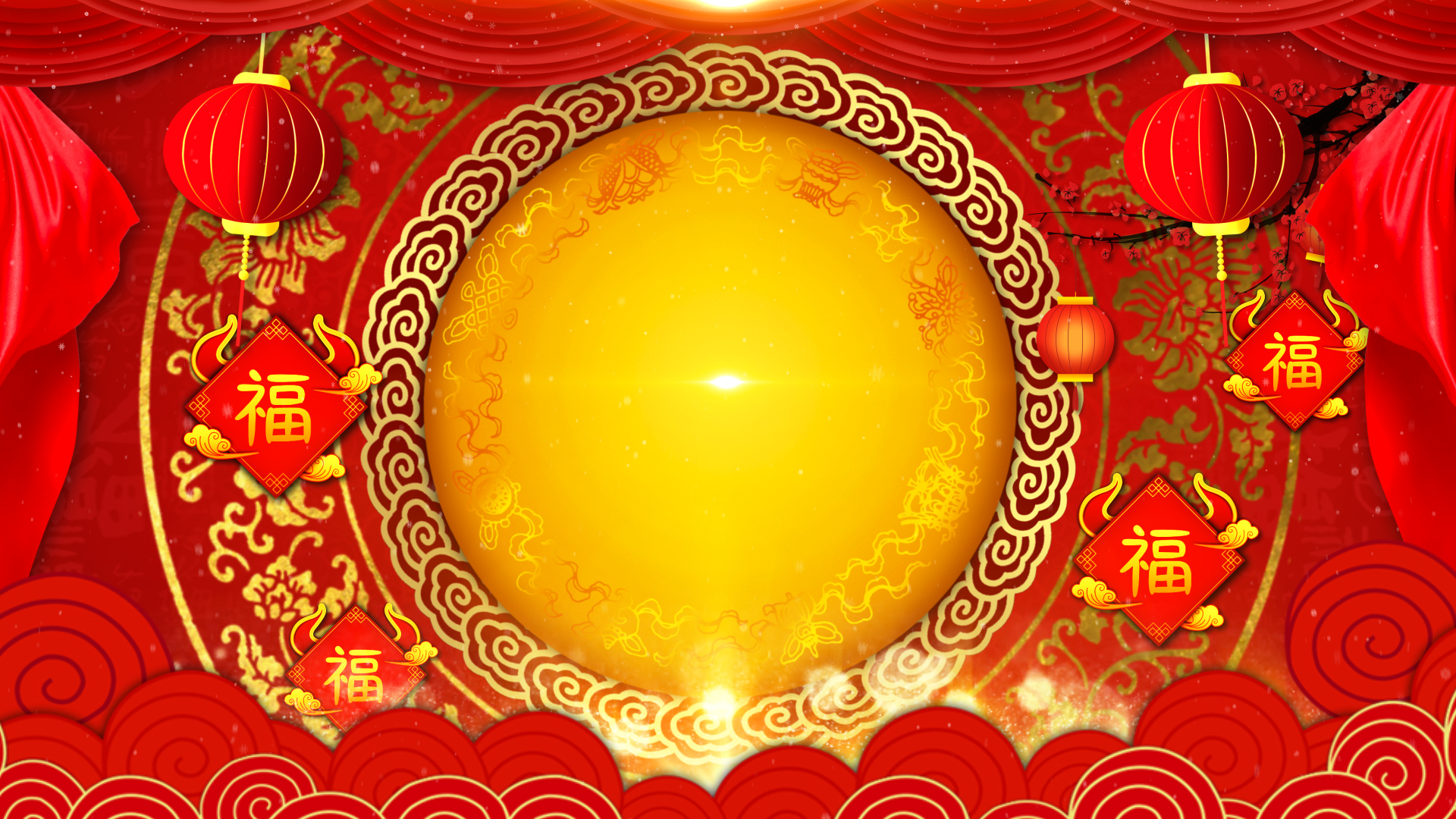 喜庆新年春节灯笼背景视频ae模板视频的预览图