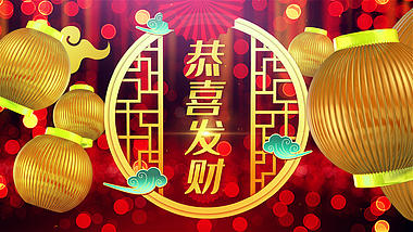 金色灯笼春节祝福ae模板视频的预览图