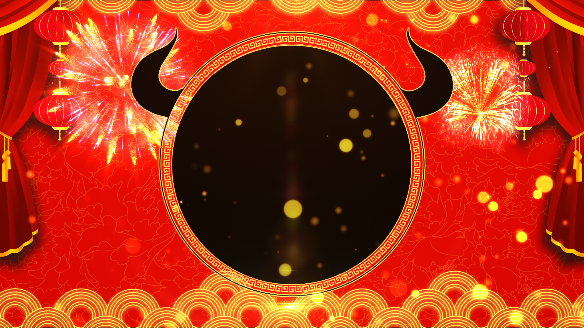 喜庆新年春节牛年边框视频ae模板视频的预览图