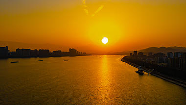 4K航拍延时杭州钱塘江日落视频的预览图