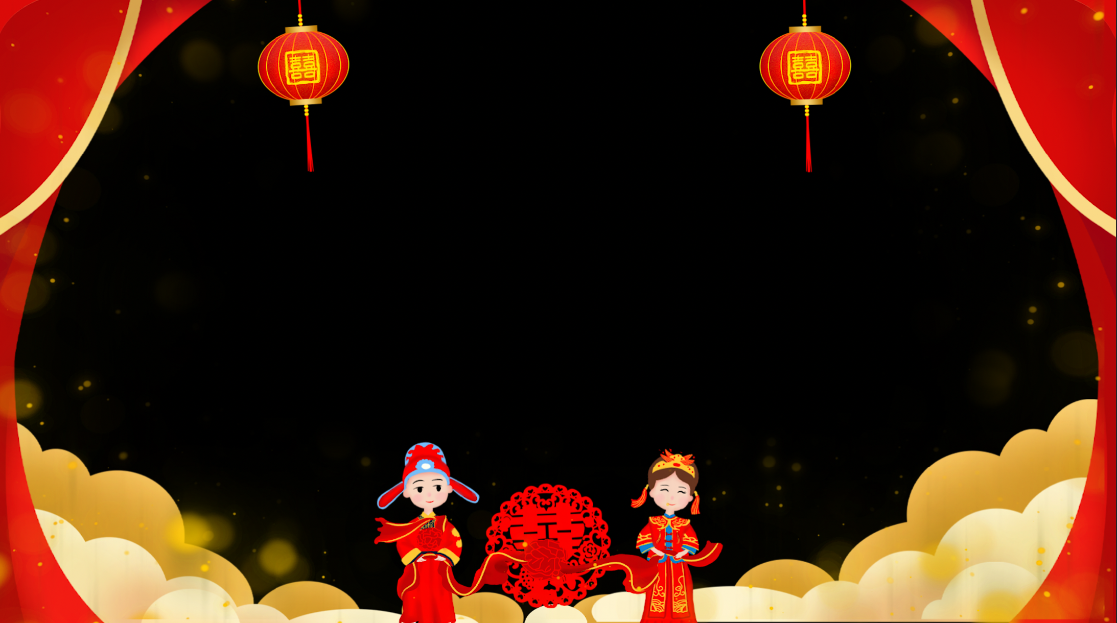 喜庆国风大红色结婚边框ae模版中式婚礼边框视频的预览图