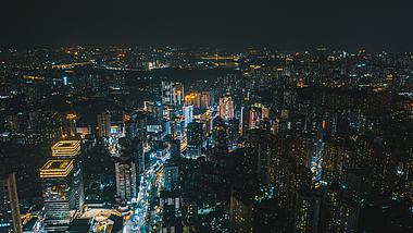 4k航拍青橙风重庆城市夜景灯光移动延时视频的预览图
