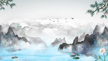 原创30秒中国风水墨动态背景AE模板视频的预览图