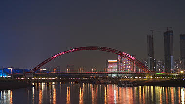 4K武汉城市建筑夜景晴川桥延时实拍视频视频的预览图