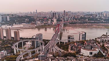 8k重庆地标CBD菜园坝长江大桥城市风光日转夜延时摄影视频的预览图
