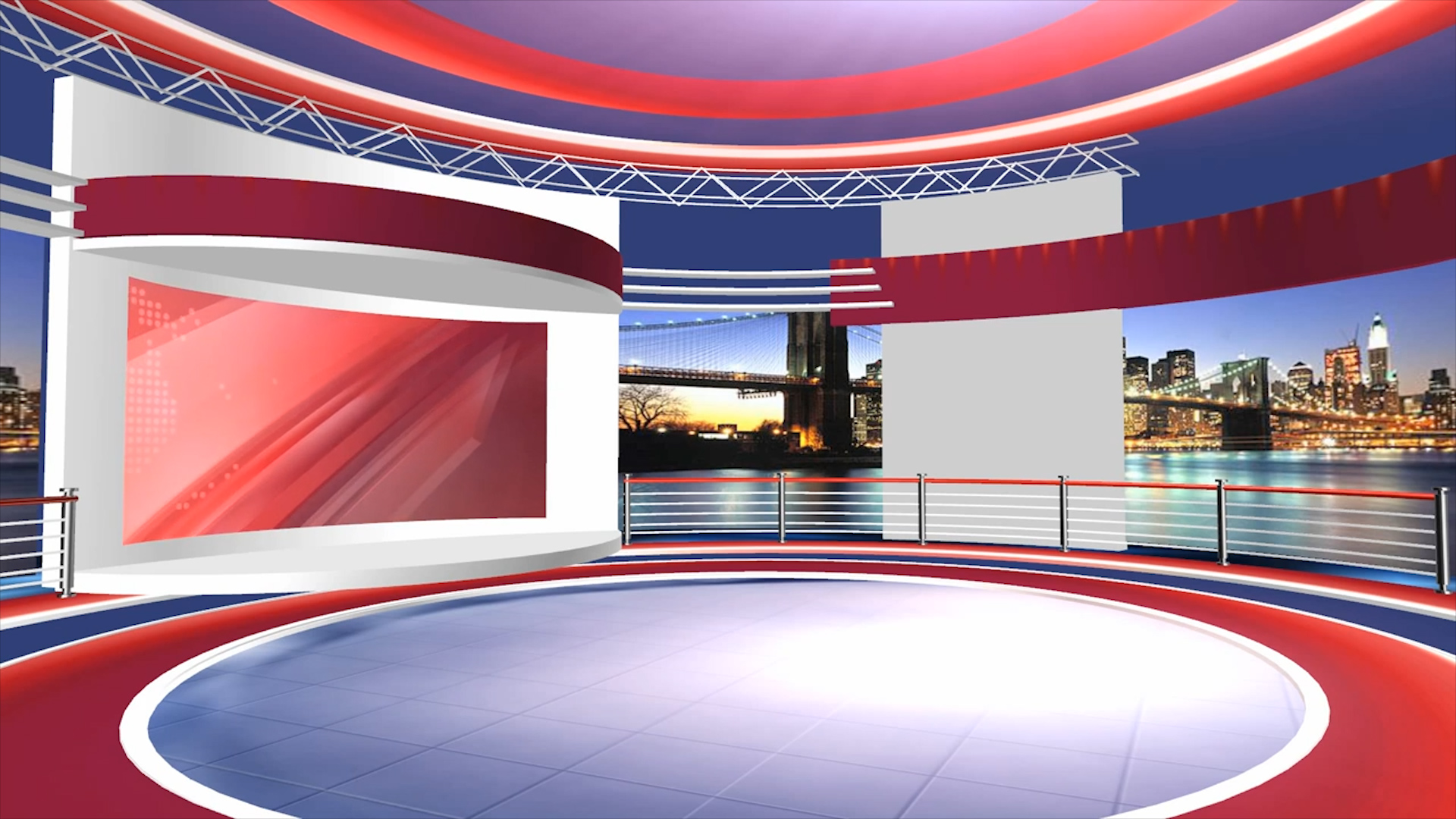 红色新闻演播厅背景视频AE模板视频的预览图