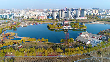 4k陕北榆林市同心湖景区航拍视频的预览图