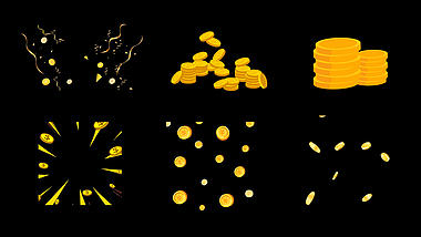 散落金币漂浮动画素材视频AE模板小元素视频的预览图