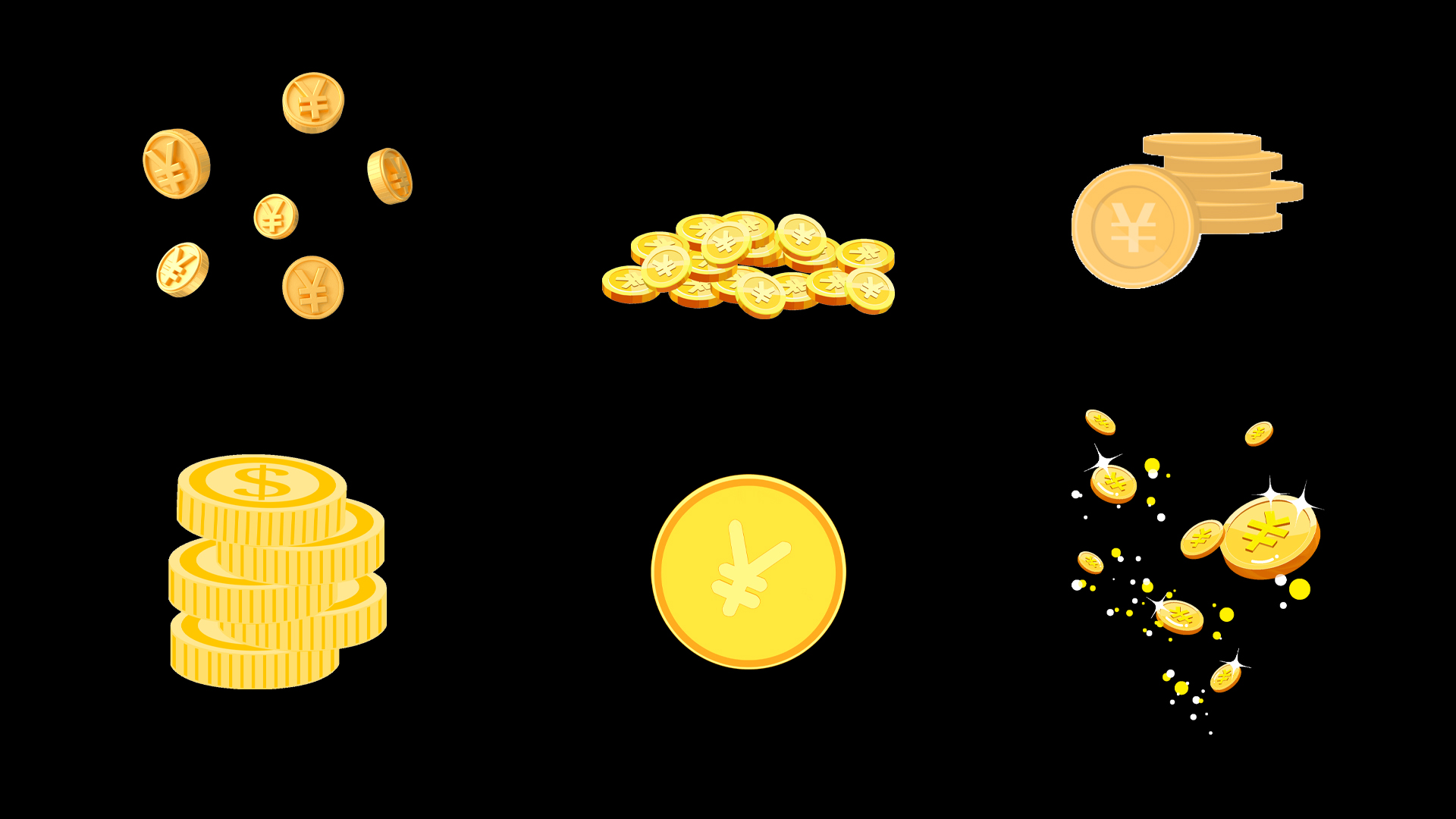 发光散落立体金币动画素材视频AE模板小元素视频的预览图