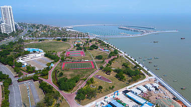 4k珠海滨海公园人文景观航拍视频的预览图