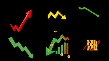 红色上涨绿色下跌箭头股市基金波动动画mov素材视频AE模板小元素视频的预览图