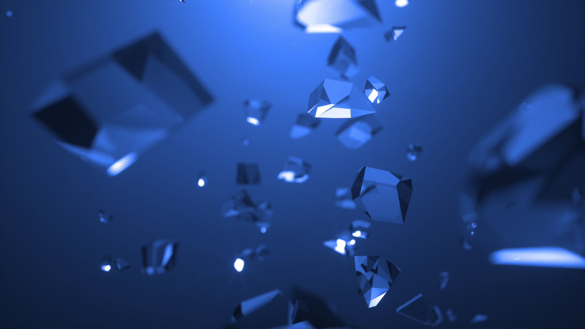 酷炫蓝色质感玻璃logo碎片片头视频ae模板视频的预览图