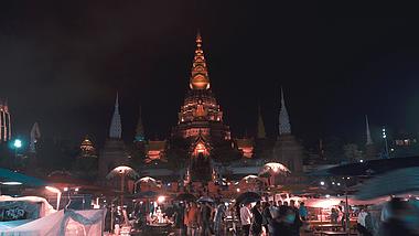 4K夜晚云南西双版纳夜市灯光大佛寺夜景实拍视频视频的预览图