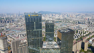 4k航拍南京河西金鹰世界CBD商务大楼城市群视频视频的预览图