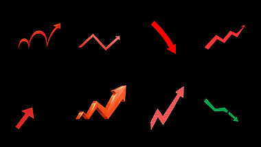 红色箭头上涨下跌趋势股市动画素材视频带通道mov小元素基金视频的预览图