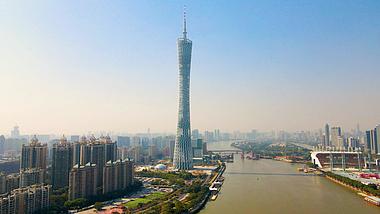 4K广州城市珠江河小蛮腰电视塔城市地标建筑视频的预览图