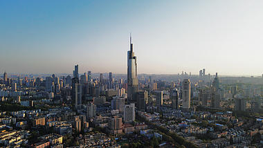 4K航拍南京城市全景航拍紫峰大厦新街口繁华CBD全景视频视频的预览图