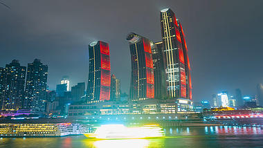 4K实拍重庆地标旅游朝天门夜景延时风光摄影视频的预览图