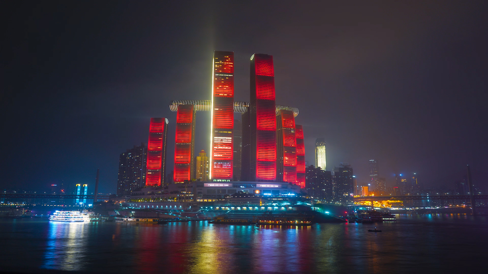 4K实拍重庆地标朝天门旅游宣传夜景延时风光摄影视频的预览图